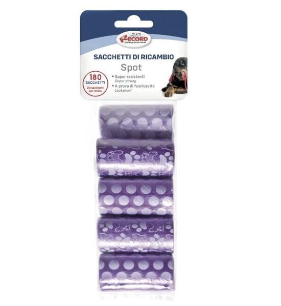 RECORD SPOT WASTE BAGS 27.5*30.5CM  - гигиенические мешочки для собак 9x20 шт фиолет.